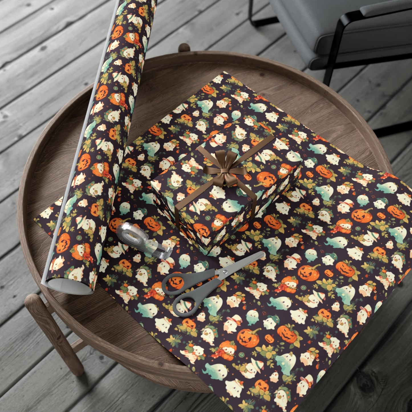 Ghosts & Pumpkins Halloween Wrapping Paper - Spook-tacular for Kids' Halloween on Premium Recycled Paper
