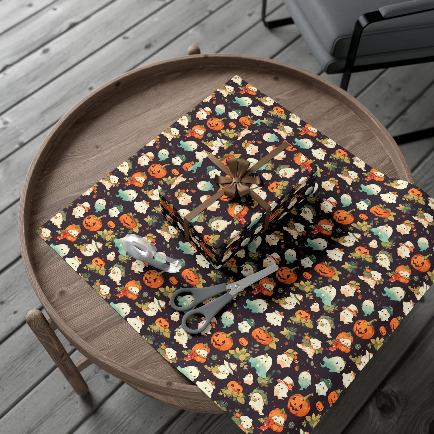 Ghosts & Pumpkins Halloween Wrapping Paper - Spook-tacular for Kids' Halloween on Premium Recycled Paper