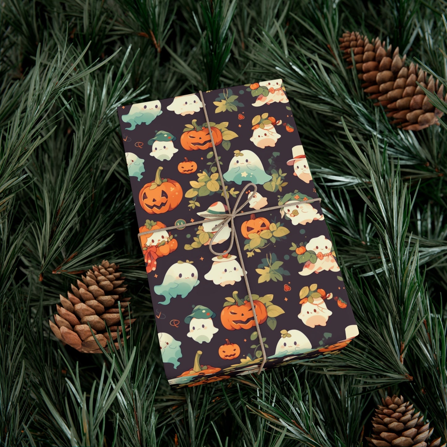 Ghosts & Pumpkins Halloween Wrapping Paper - Spook-tacular for Kids' Halloween on Premium Recycled Paper
