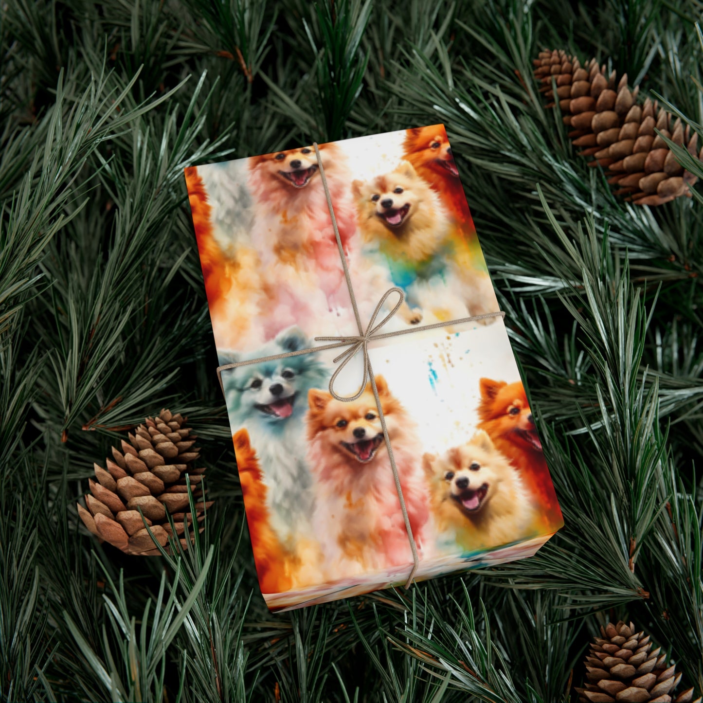 Vibrant Watercolor Pomeranians - Eco-Friendly Gift Wrapping Paper