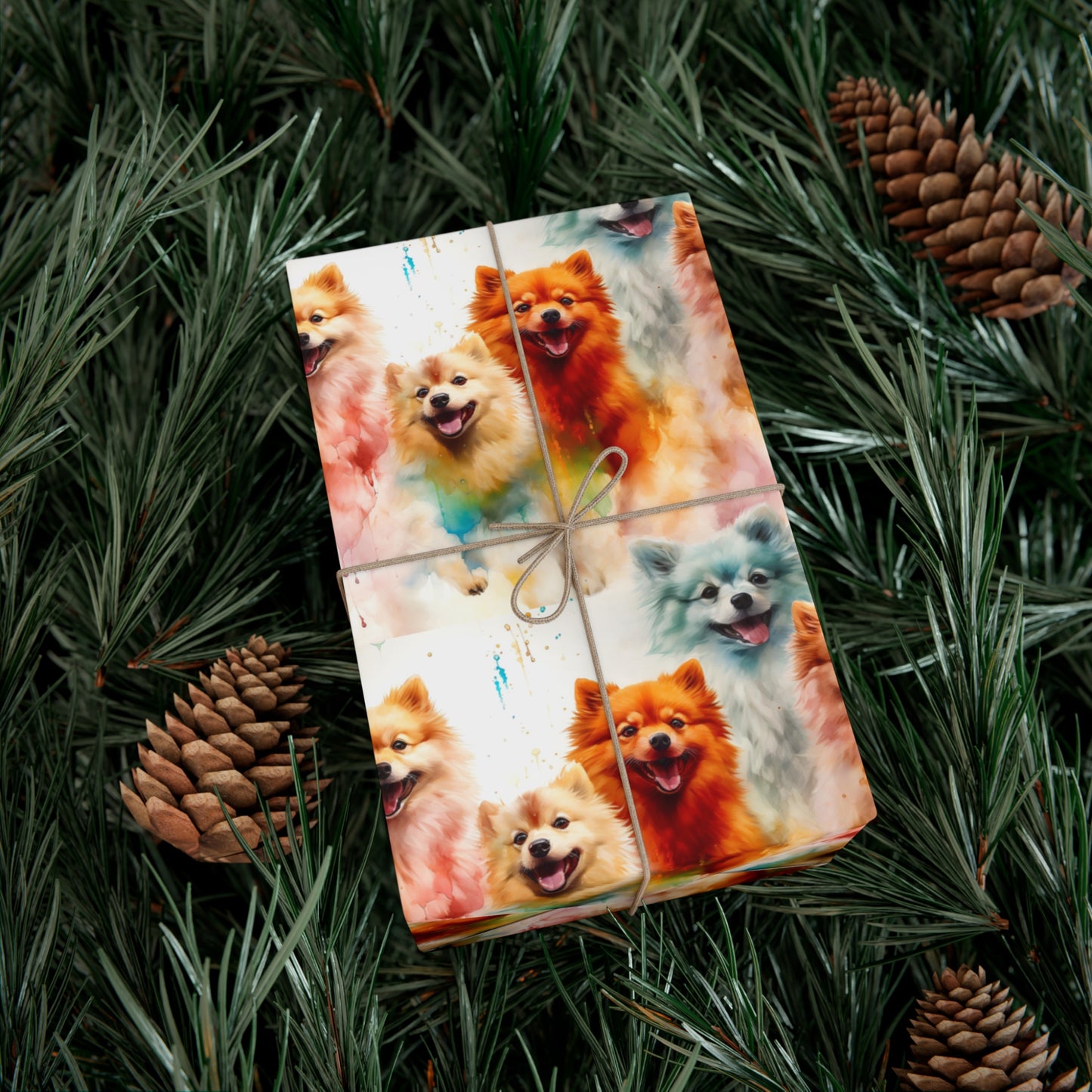 Vibrant Watercolor Pomeranians - Eco-Friendly Gift Wrapping Paper