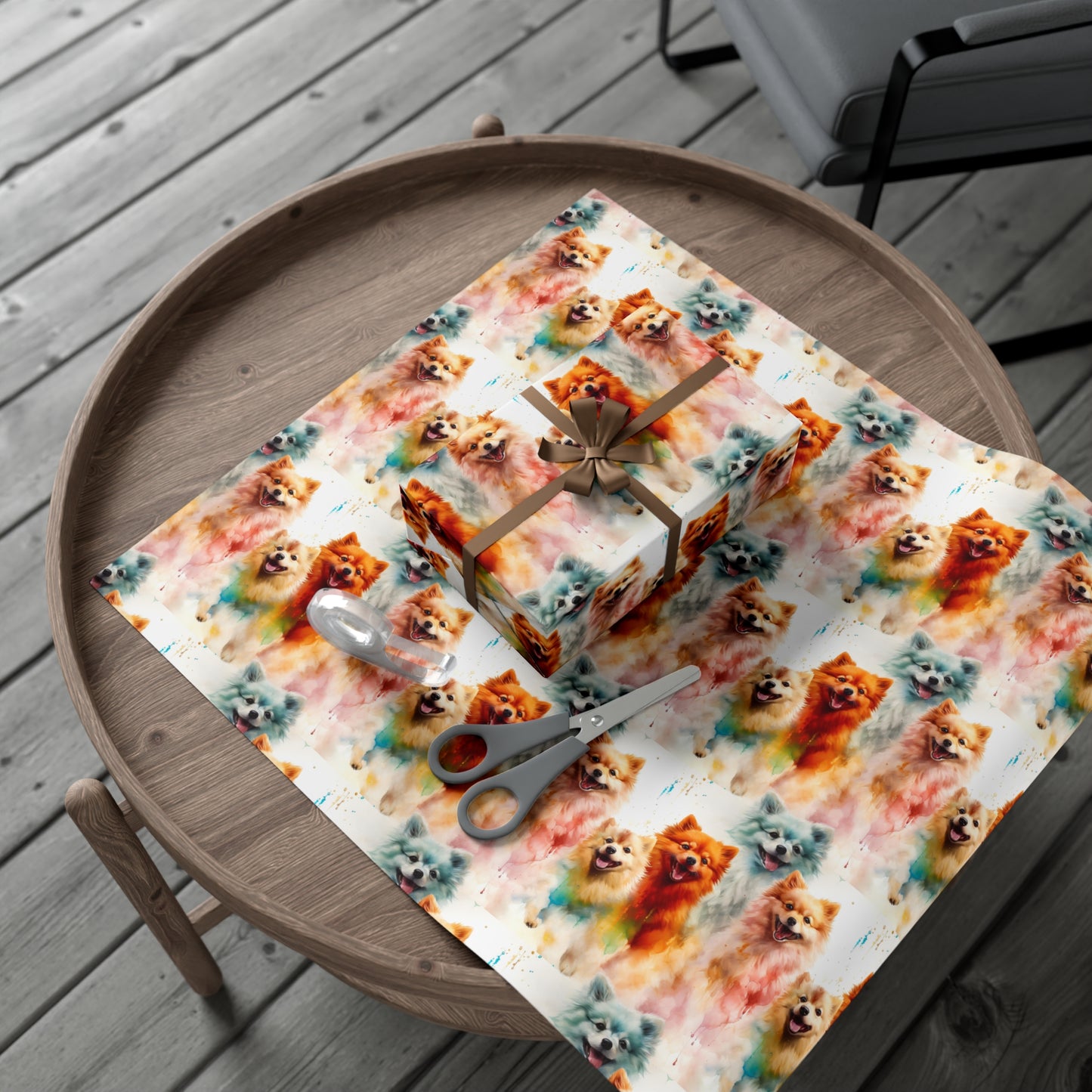 Vibrant Watercolor Pomeranians - Eco-Friendly Gift Wrapping Paper