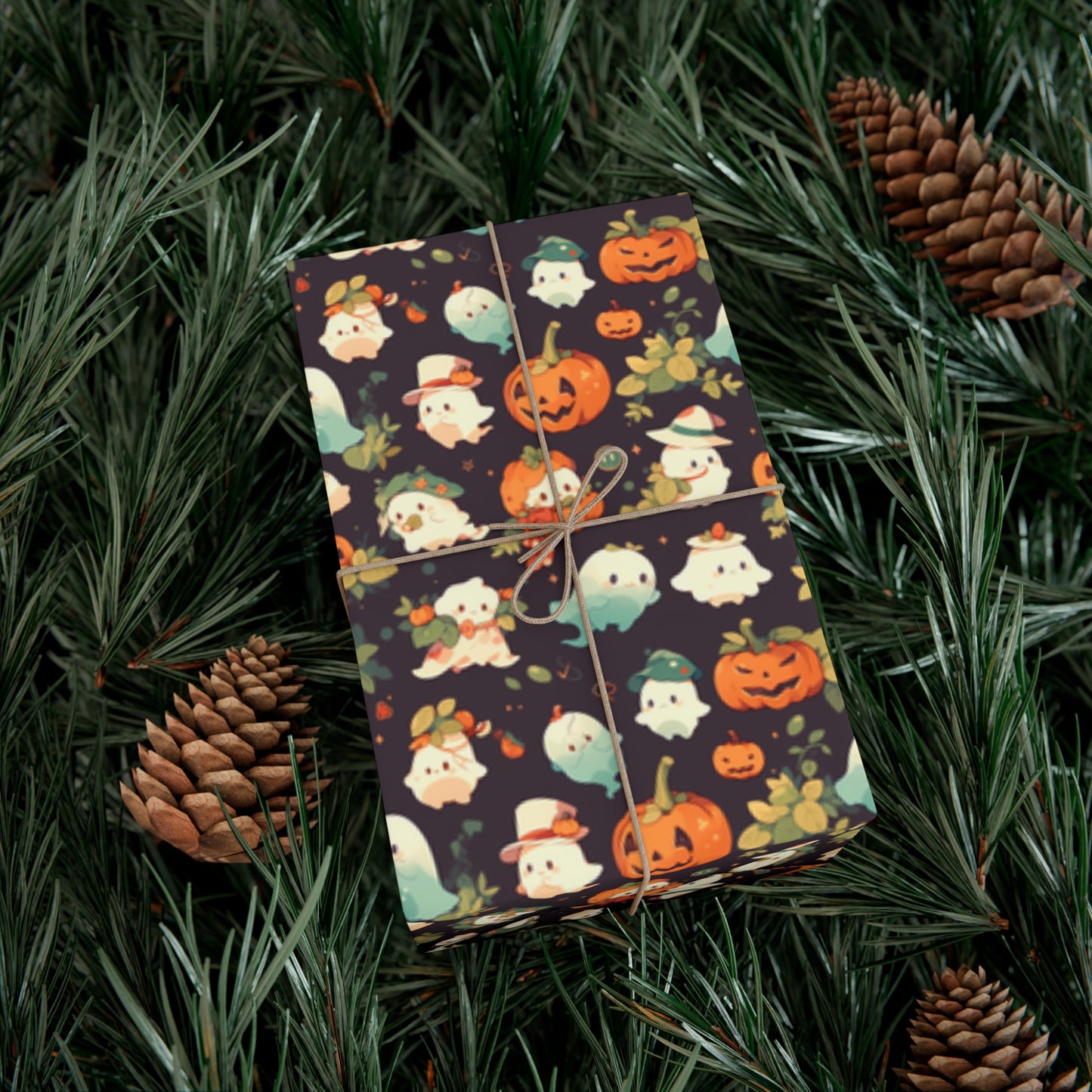 Ghosts & Pumpkins Halloween Wrapping Paper - Spook-tacular for Kids' Halloween on Premium Recycled Paper