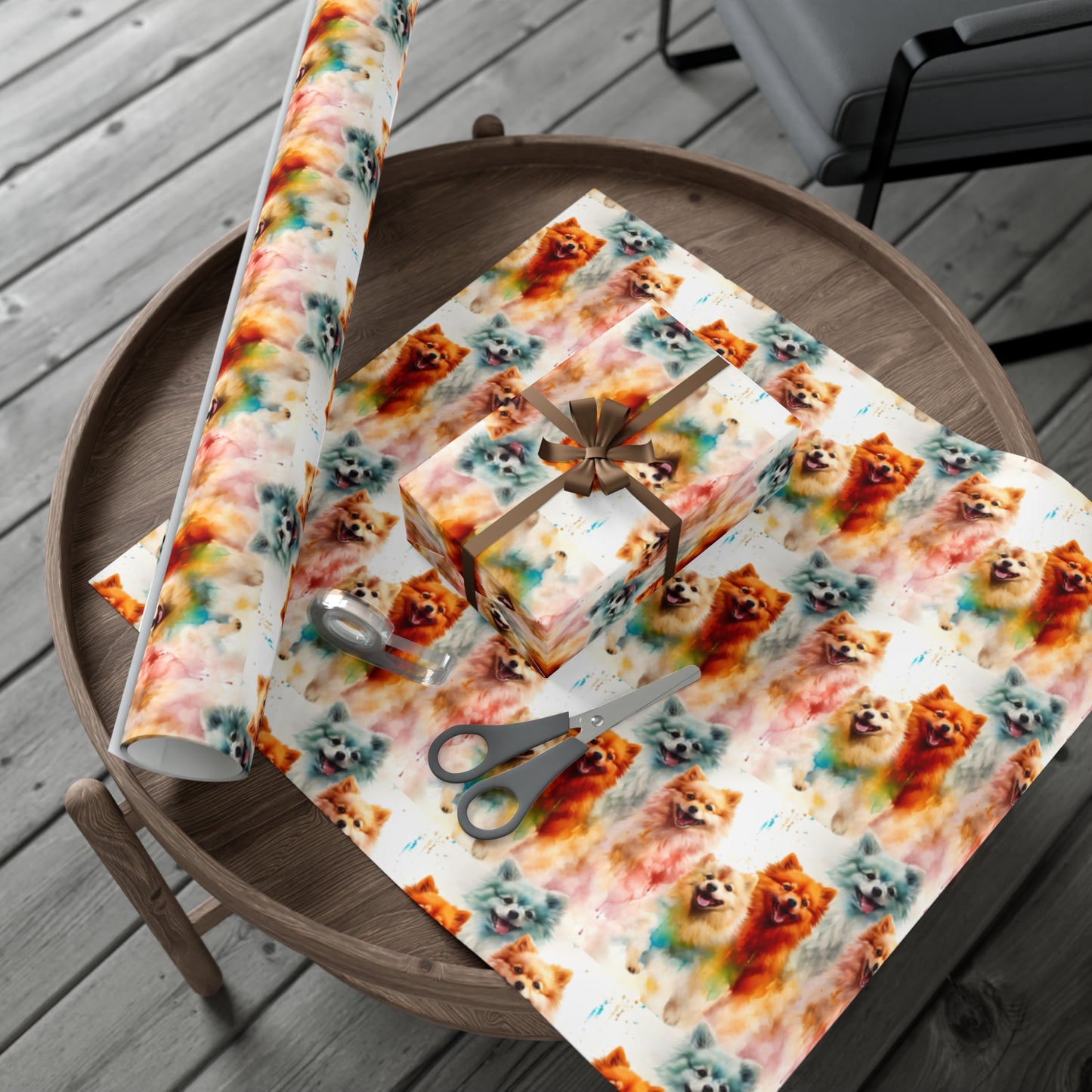 Vibrant Watercolor Pomeranians - Eco-Friendly Gift Wrapping Paper