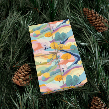 Eco-Friendly Queer Utopia Pastel Landscape Wrapping Paper | Serene Gift Wrap