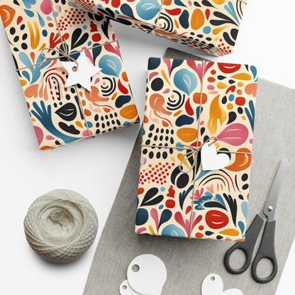 Midcentury Modern Art-Inspired Wrapping Paper - Colorful Joan Miro Homage Recycled Gift Wrap