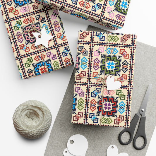 Palestinian Tatreez Boxes Recycled Wrapping Paper