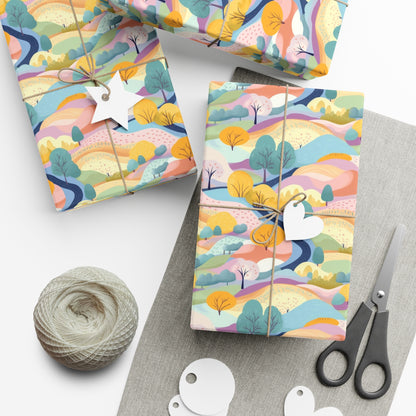 Eco-Friendly Queer Utopia Pastel Landscape Wrapping Paper | Serene Gift Wrap