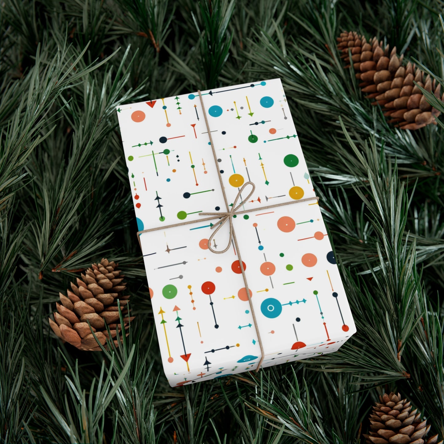 Modern Geometric Wrapping Paper - Vector Shapes with Arrows and Dots Design