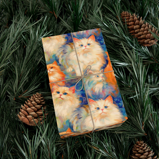 Monet-Inspired Persian Cat Wrapping Paper - Eco-Chic Artistry on Paper