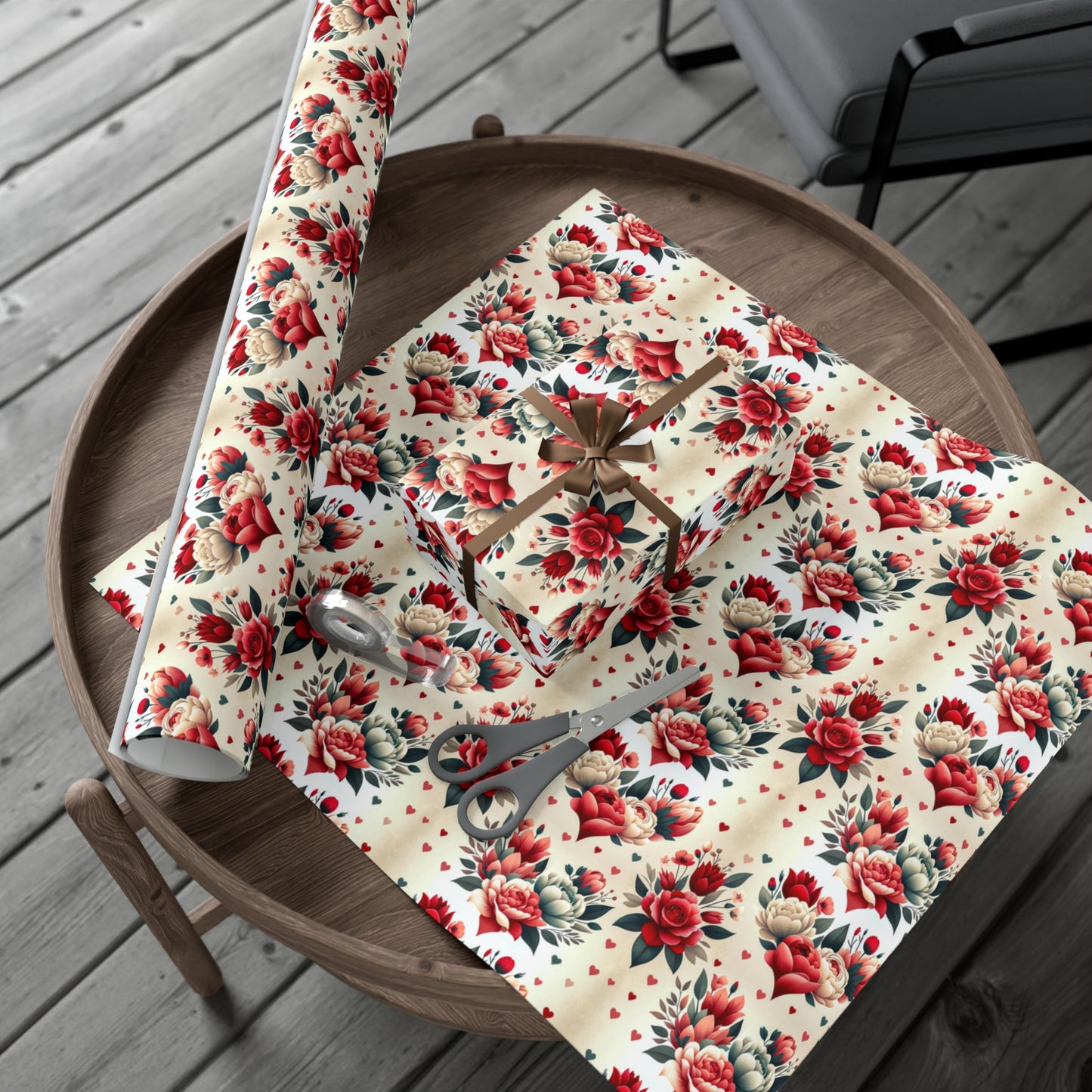 Eco-Friendly Valentine's Roses Wrapping Paper - Romantic Floral Gift Wrap