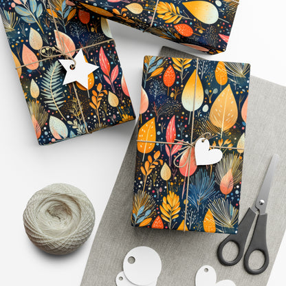 Midcentury Flora Party Gift Wrap | Artistic Botanical Design Wrapping Paper on Recycled Paper