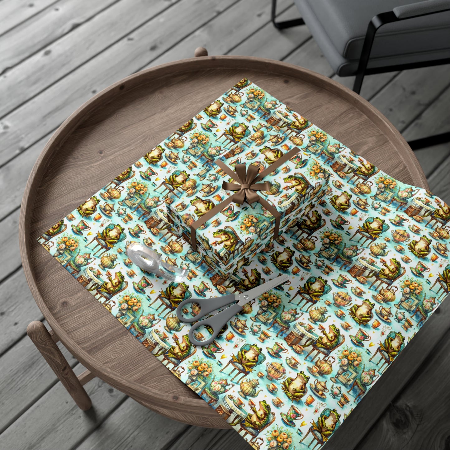 Tea Party Frog Wrapping Paper | Illustrated Recycled Gift Wrap