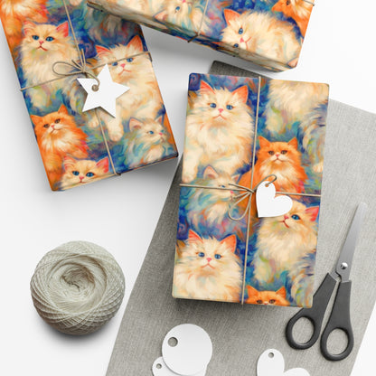 Monet-Inspired Persian Cat Wrapping Paper - Eco-Chic Artistry on Paper