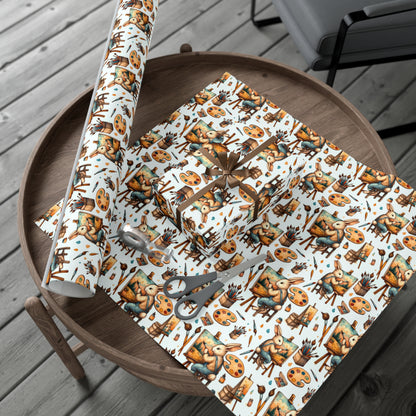 Painter Rabbits Wrapping Paper - Artistic Bunny Design, Recycled Material