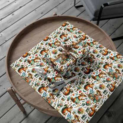 Gardening Squirrels Wrapping Paper - Quirky Plant Lover Gift Wrap - Eco Friendly USA Made