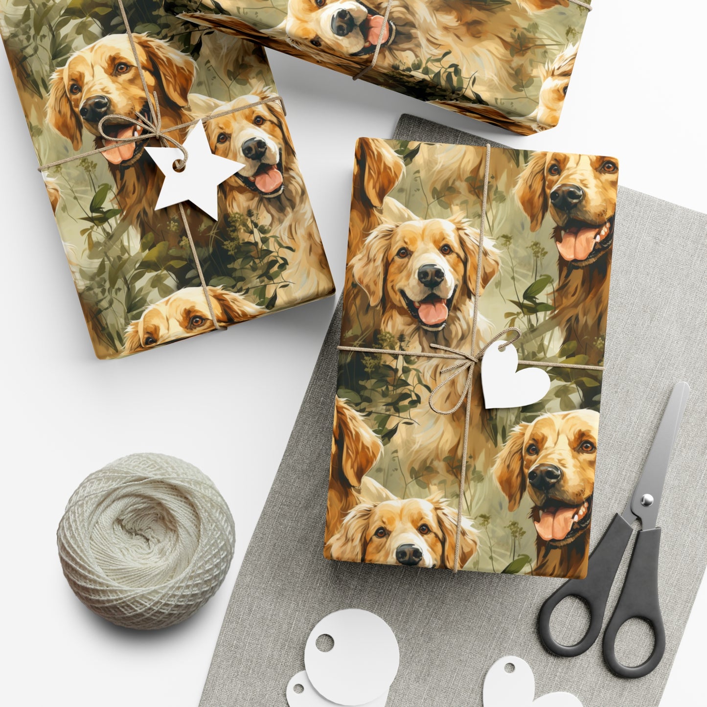 Golden Moments: Happy Retrievers in Tall Grass - Eco-Friendly Gift Wrapping Paper