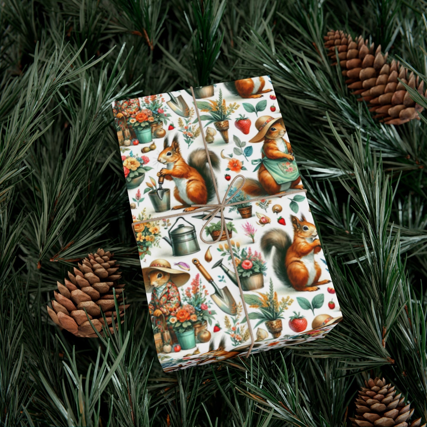 Gardening Squirrels Wrapping Paper - Quirky Plant Lover Gift Wrap - Eco Friendly USA Made