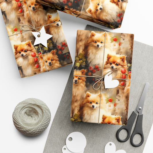 Holiday Pomeranians Wrapping Paper - Eco-Friendly & Premium for the Ultimate Pom Parent