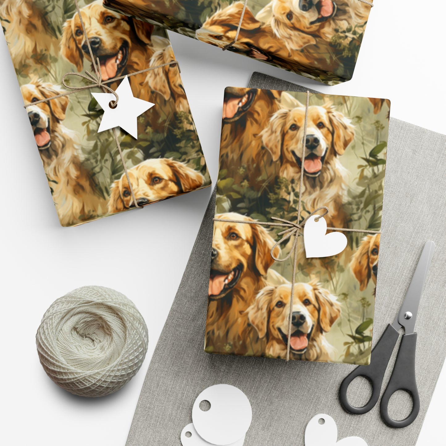 Golden Moments: Happy Retrievers in Tall Grass - Eco-Friendly Gift Wrapping Paper