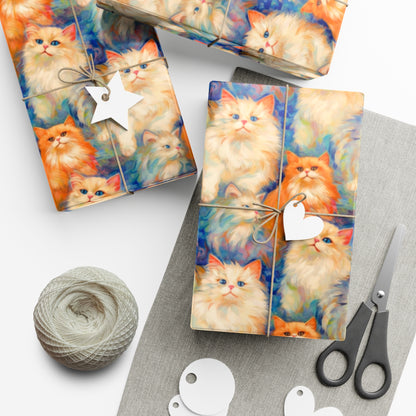 Monet-Inspired Persian Cat Wrapping Paper - Eco-Chic Artistry on Paper