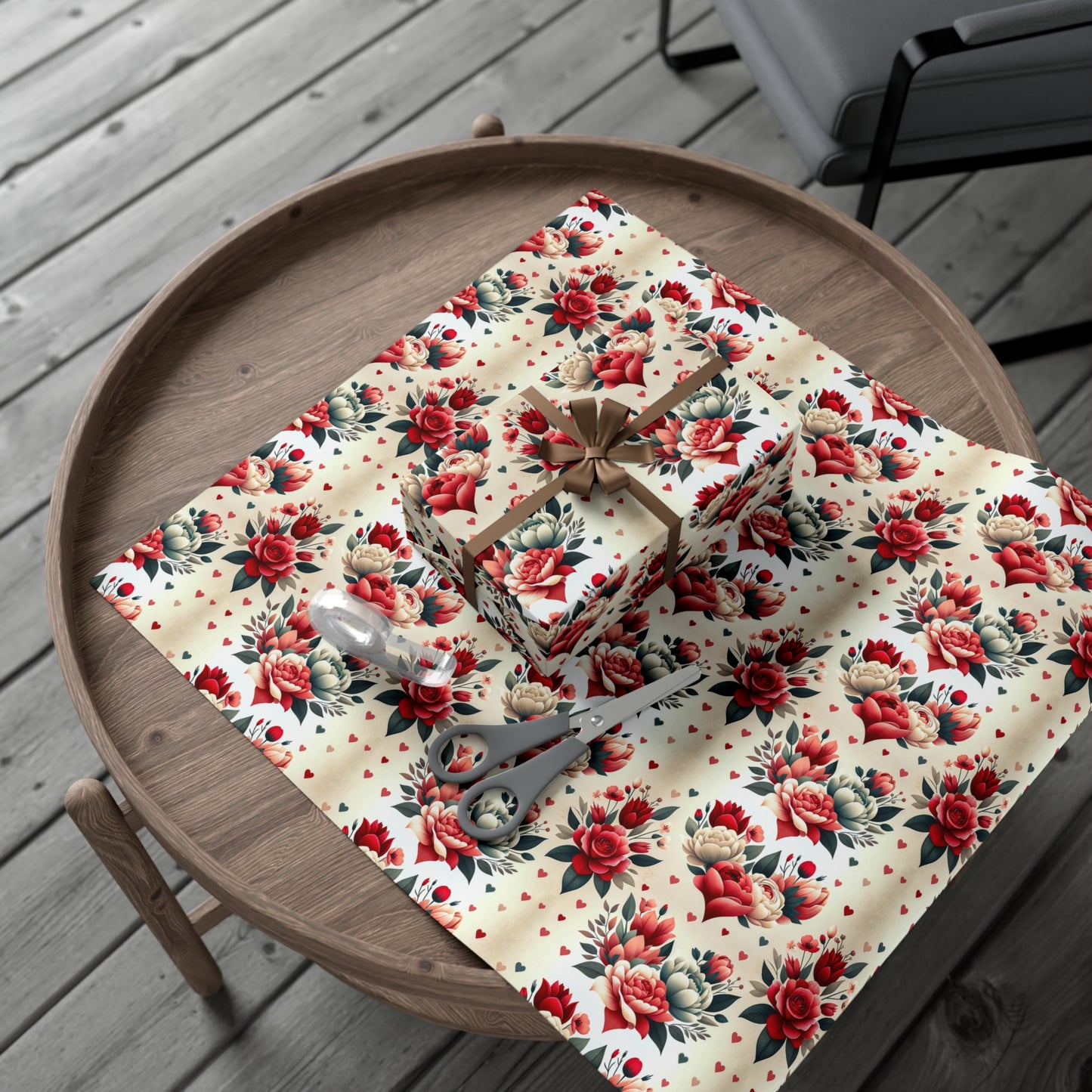 Eco-Friendly Valentine's Roses Wrapping Paper - Romantic Floral Gift Wrap