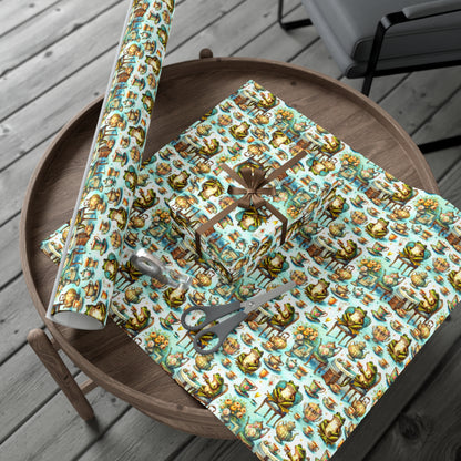 Tea Party Frog Wrapping Paper | Illustrated Recycled Gift Wrap