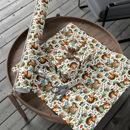 Gardening Squirrels Wrapping Paper - Quirky Plant Lover Gift Wrap - Eco Friendly USA Made