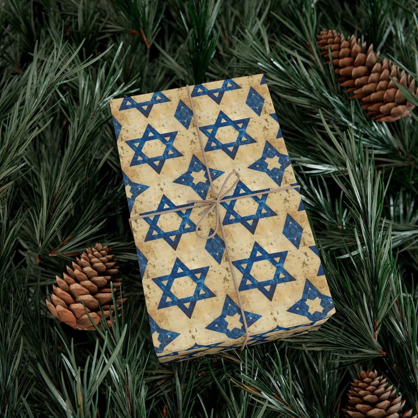 Vintage Blue Star of David Wrapping Paper - Bar Mitzvah, Hanukkah, Purim Gift Wrap