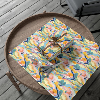 Eco-Friendly Queer Utopia Pastel Landscape Wrapping Paper | Serene Gift Wrap