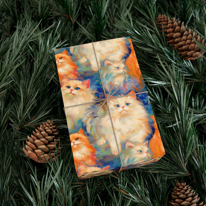 Monet-Inspired Persian Cat Wrapping Paper - Eco-Chic Artistry on Paper