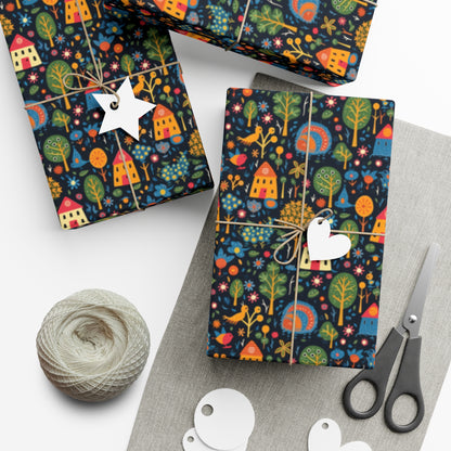 Folk Art Gift Wrapping Paper - Inspired by Slavic & Eastern European Traditions - Premium 90gsm Gloss Art Paper