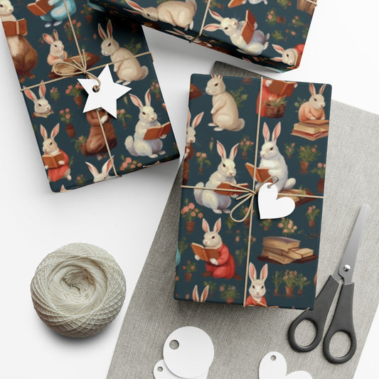 Rabbit Academia™ Wrapping Paper - Eco-Friendly, Scholarly Design on Premium Weight