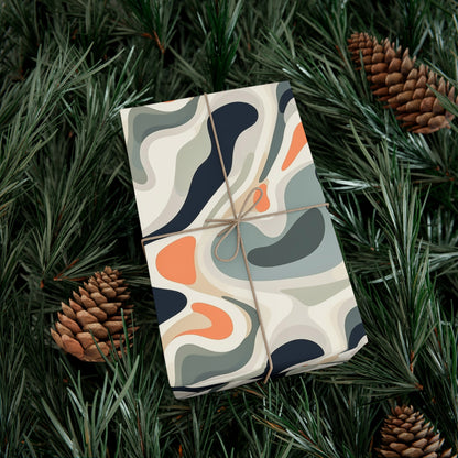 Modern Marble-Look Wrapping Paper | Cool Tones, Abstract Artistic Flow | USA Made, Recycled Material