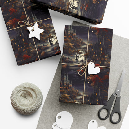 Gothic Mansion Wrapping Paper - Eco-Friendly & Premium - Dark Academia Aesthetic