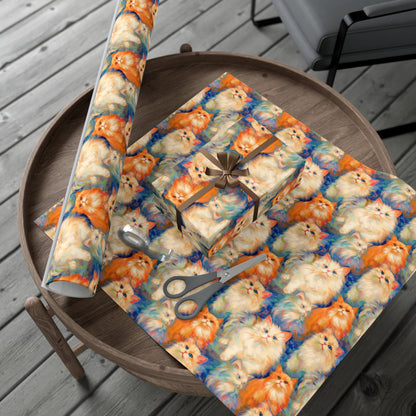 Monet-Inspired Persian Cat Wrapping Paper - Eco-Chic Artistry on Paper