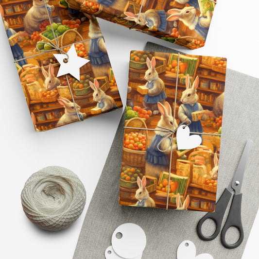 Grocery Market Rabbits Wrapping Paper | Recycled & USA-Made