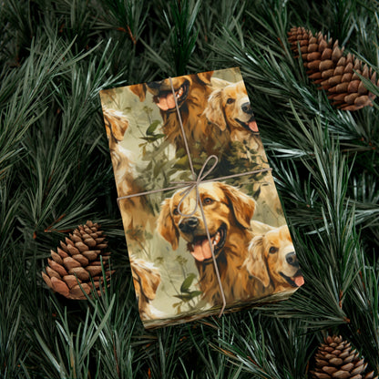 Golden Moments: Happy Retrievers in Tall Grass - Eco-Friendly Gift Wrapping Paper