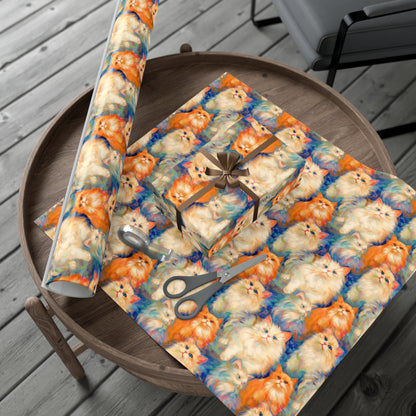 Monet-Inspired Persian Cat Wrapping Paper - Eco-Chic Artistry on Paper