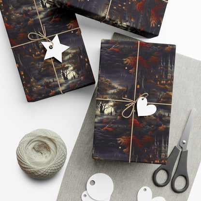 Gothic Mansion Wrapping Paper - Eco-Friendly & Premium - Dark Academia Aesthetic