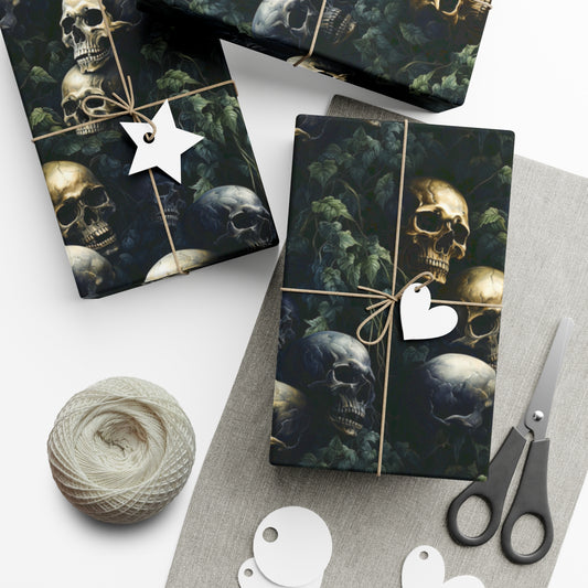 Gothic Skulls & Vines Wrapping Paper - Dark, Shadowy Gift Wrap for Unique Occasions