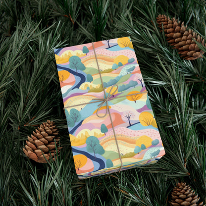 Eco-Friendly Queer Utopia Pastel Landscape Wrapping Paper | Serene Gift Wrap