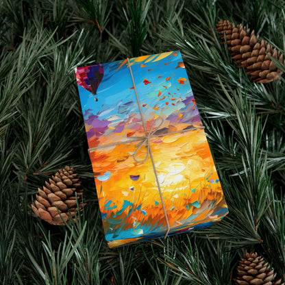 Vibrant Hot Air Balloons Gift Wrap | Multicolored Abstract Sky Design | Premium Recycled Wrapping Paper