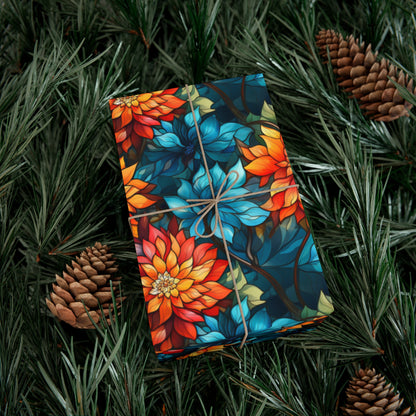 Stained Glass Style Floral Wrapping Paper - Vibrant Summer Bloom Gift Wrap