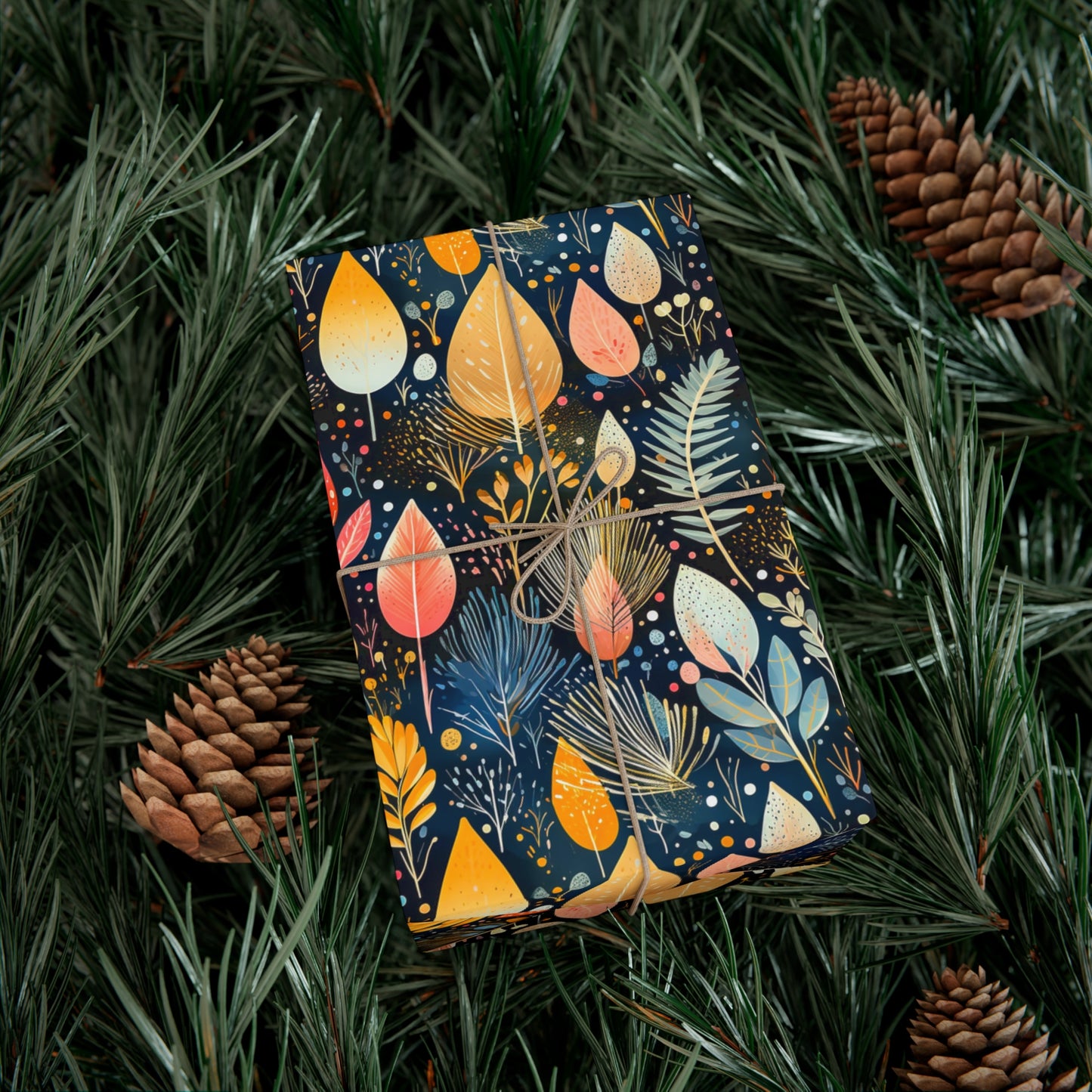 Midcentury Flora Party Gift Wrap | Artistic Botanical Design Wrapping Paper on Recycled Paper