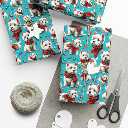 Seamus the Westie & Candy Pattern, Recycled Holiday Paper