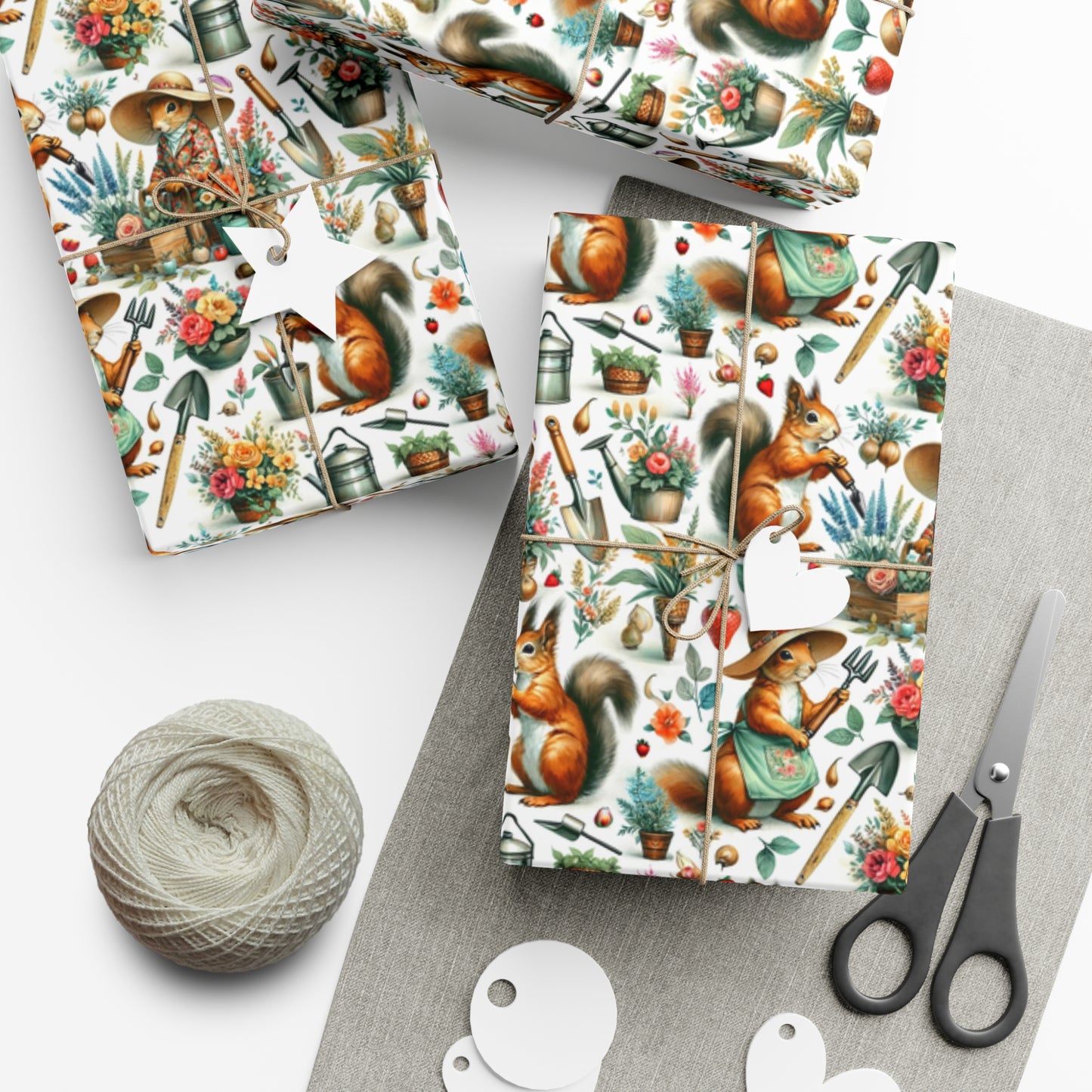 Gardening Squirrels Wrapping Paper - Quirky Plant Lover Gift Wrap - Eco Friendly USA Made