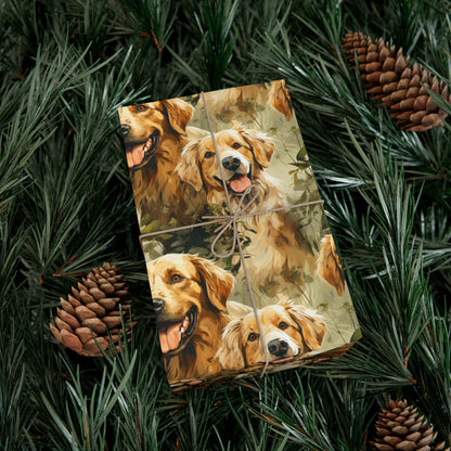 Golden Moments: Happy Retrievers in Tall Grass - Eco-Friendly Gift Wrapping Paper